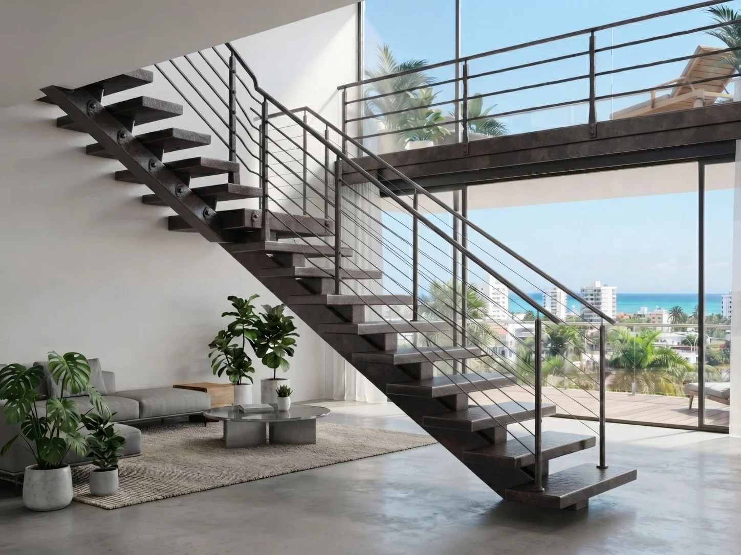 Escalera metálica moderna